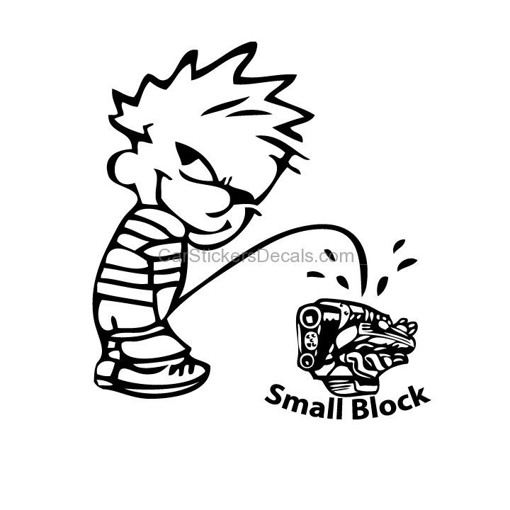 Calvin Pee on Small Block Sticker