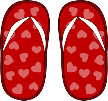 Red Heart Flip Flops Clip Art - Red Heart Flip Flops Image