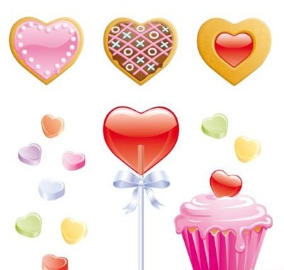Cookies, candy hearts, lollipop and valentine cupcake - Download ...