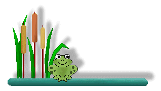 Frog Clipart - Frog and Cattails on Turquoise Divider