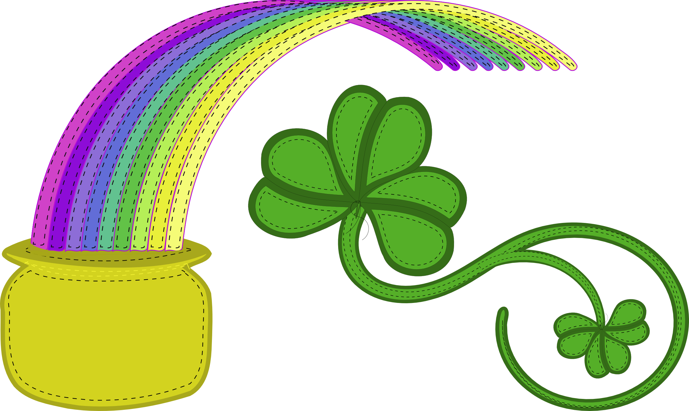 Images For > Rainbow With Pot Of Gold Clipart Black And White