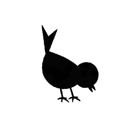 Little black bird Silhouette Rubber Stamp