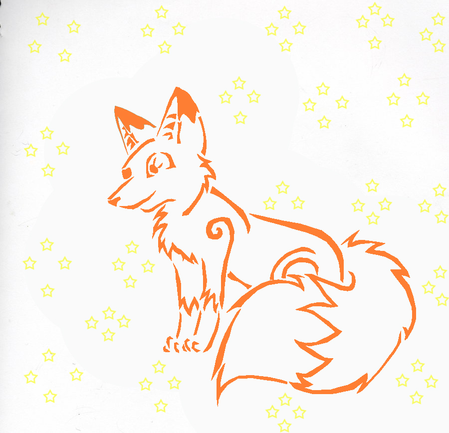 Tribal Fox Drawing - Crochetamommy © 2014 - Jan 12, 2011