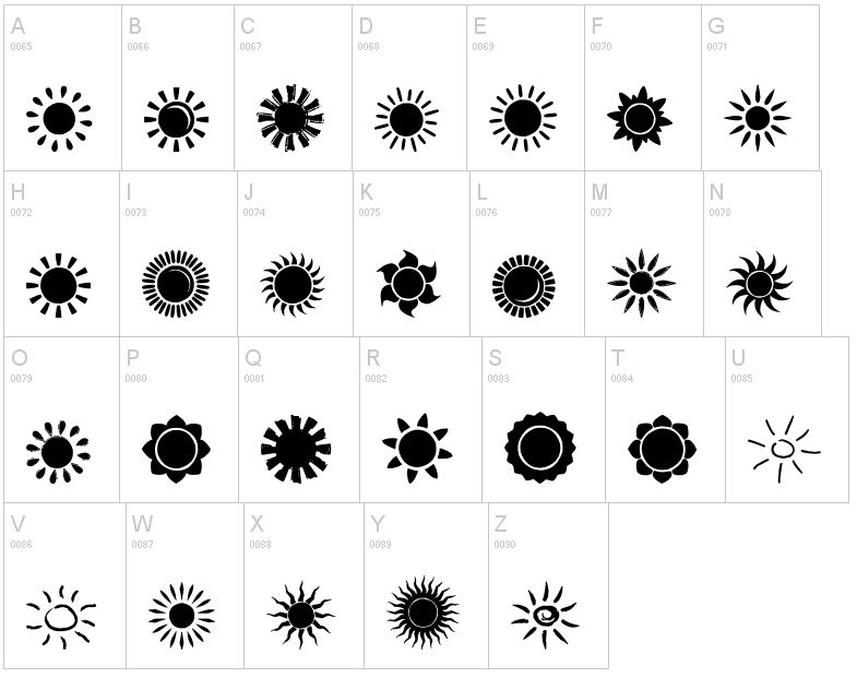 Clipart Designs of The Sun Dingbats | Dingfonts.com