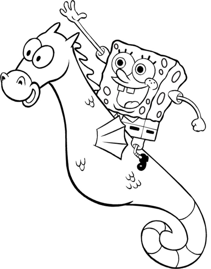 Spongebob Sea Horse Coloring Page - Spongebob Cartoon Coloring ...