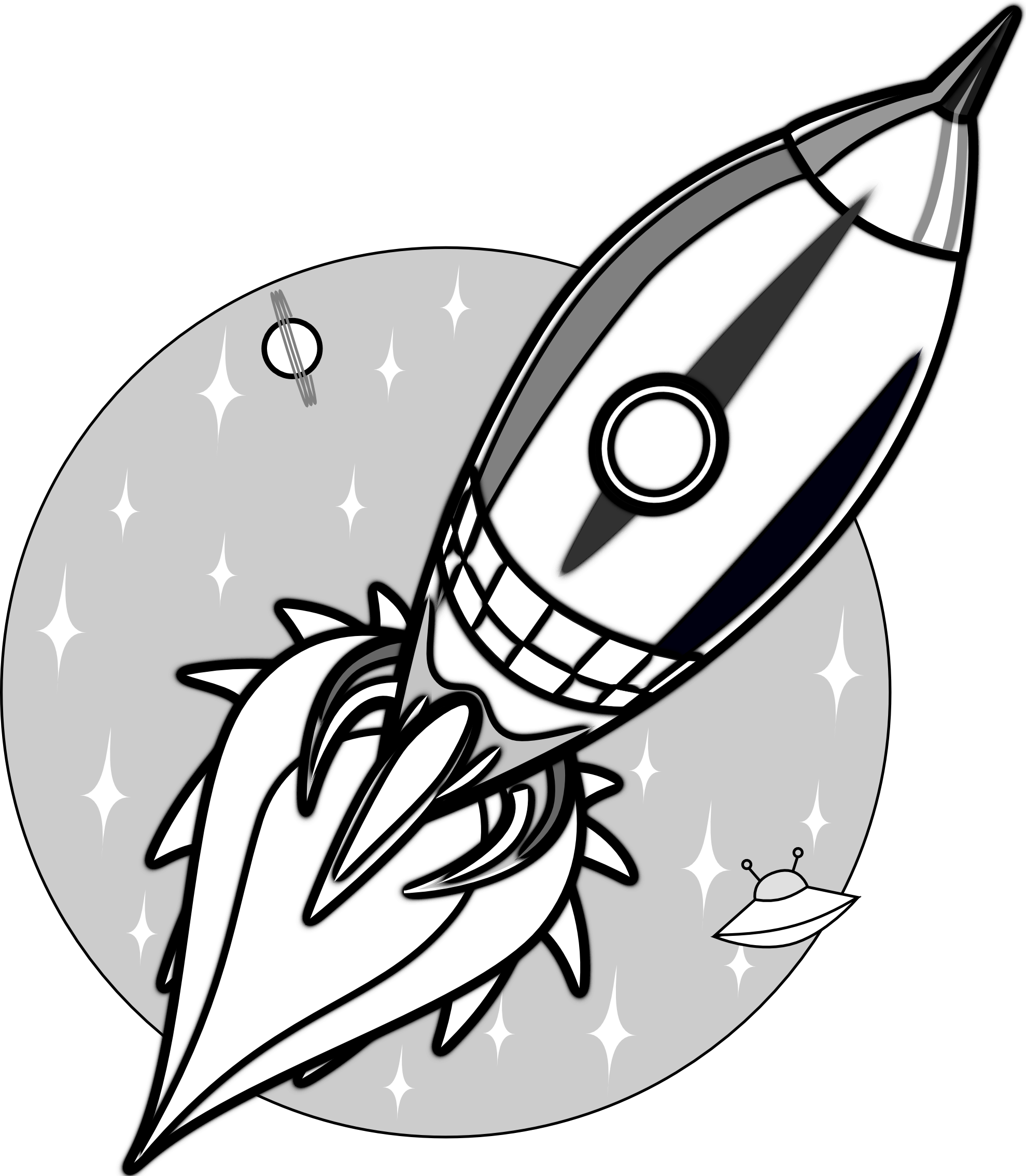 rocket ship clipart black and white - photo #11