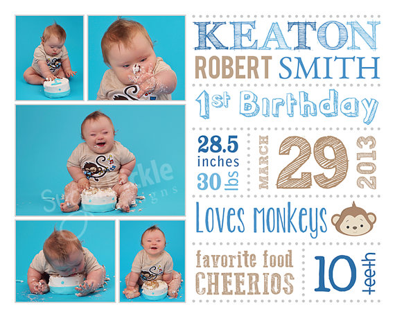 First Birthday Poster birthday poster Baby by SugarPickleDesigns