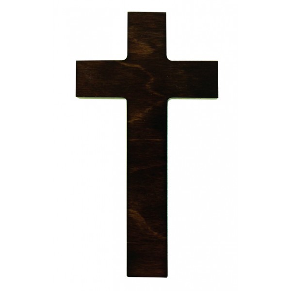 Brown Walnut Wooden Smooth Cross - The Franciscan Craftsman