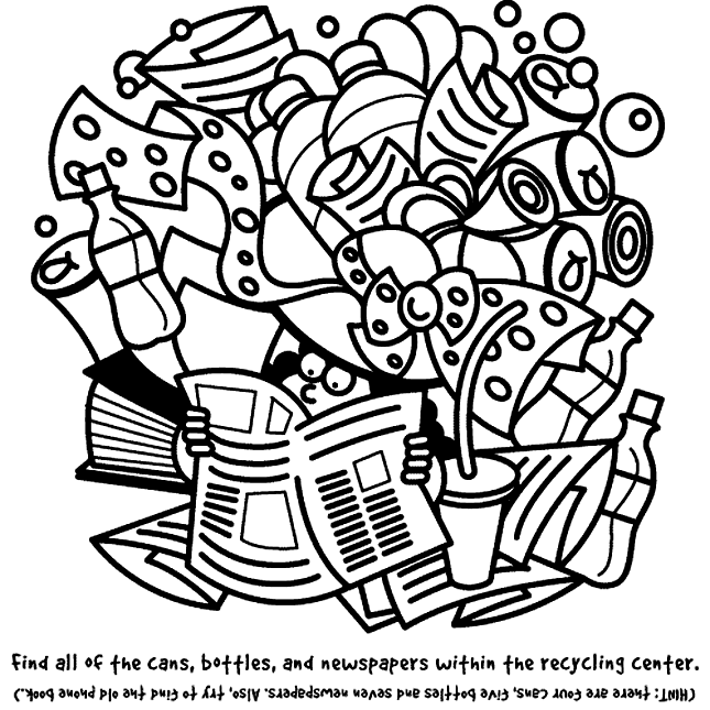 Recycling Search and Find Coloring Page + lots of Earth Day ...