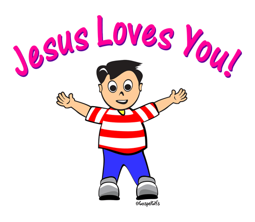 Free Animated Clip Art | Cartoon image of little boy: Jesus Loves ...