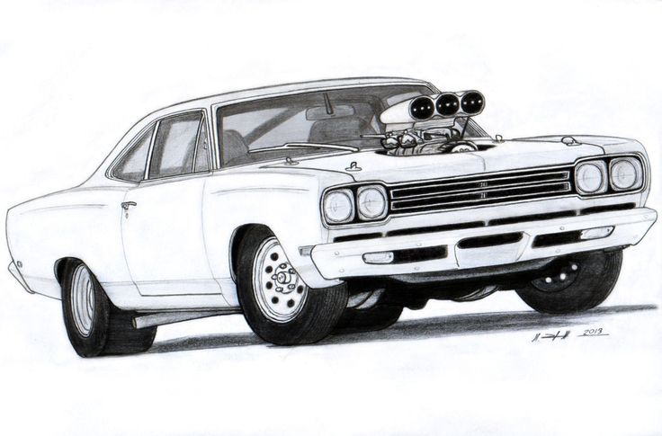 Muscle Car Drawings | 1969 Plymouth Roadrunner Drawing by ...