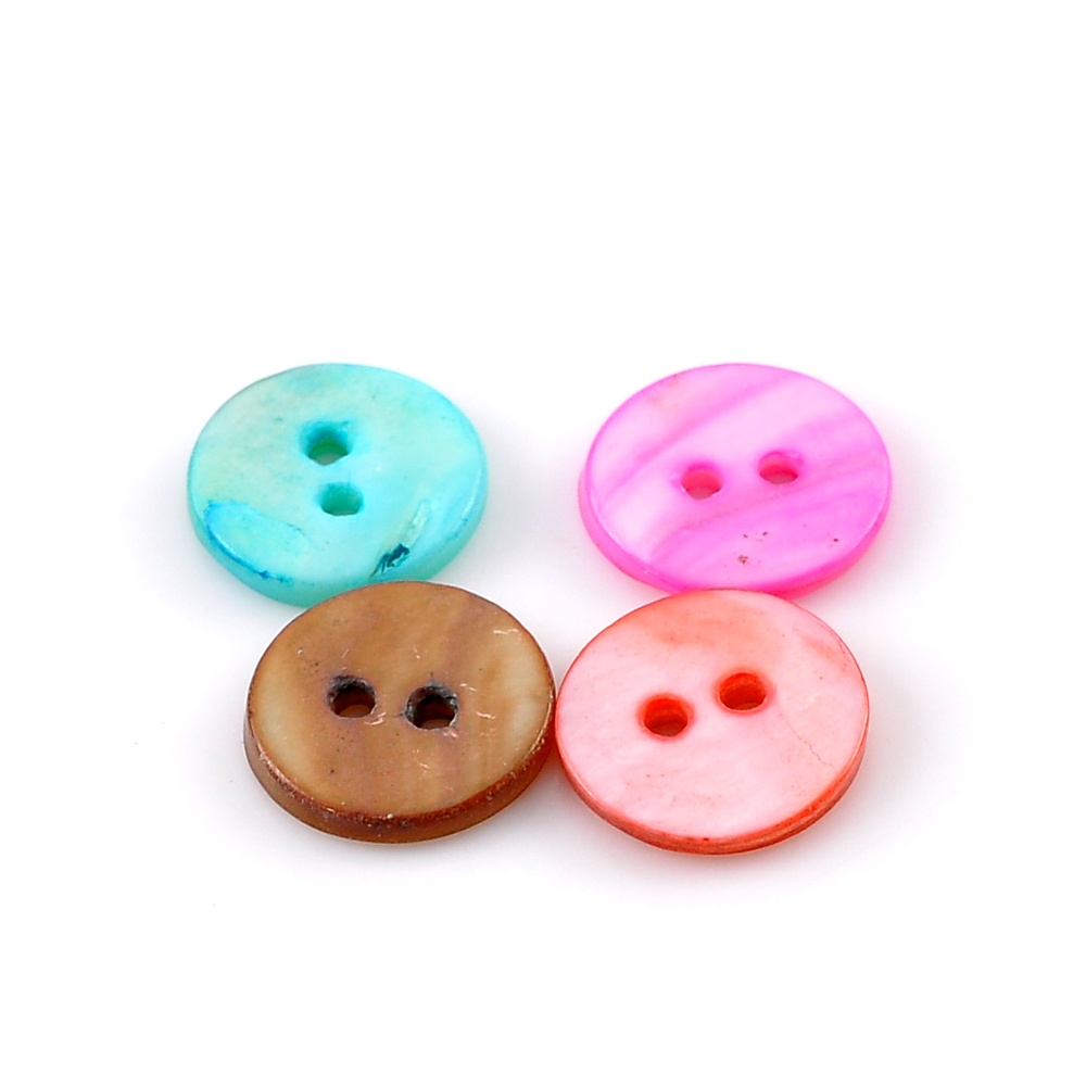 Pack of 20 Mixed Colours Shell Round 13mm Buttons
