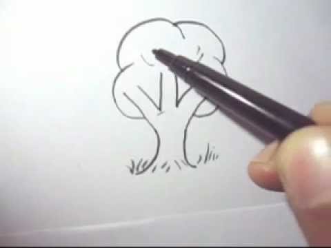 how to draw a tree fast and simple steps - YouTube