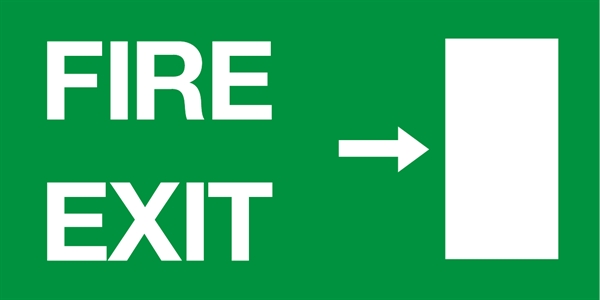 Fire Exit Sign with Running Man and Arrow Right 150 x 450mm Self ...