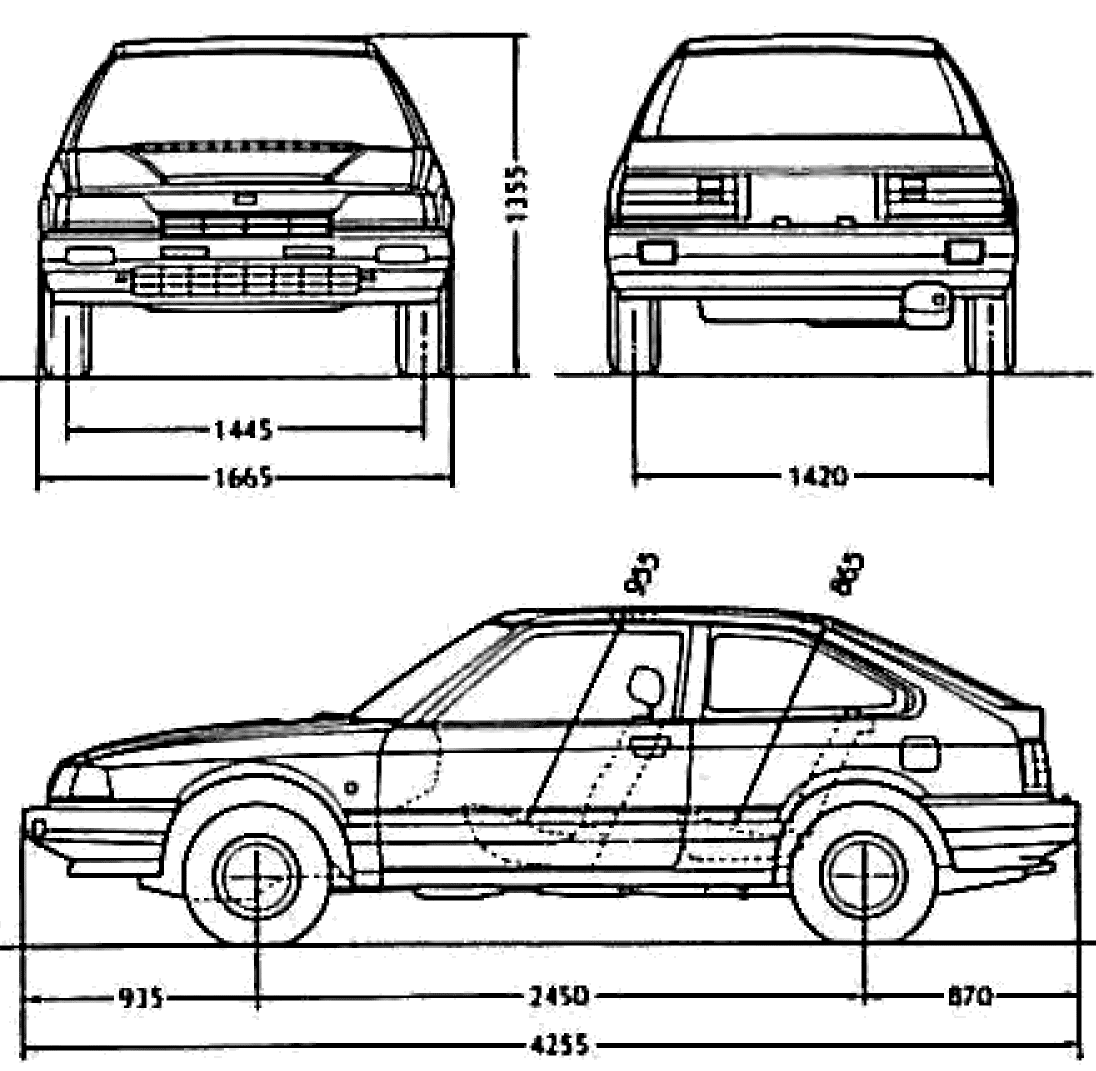 CAR blueprints - Honda Accord II blueprints, vector drawings ...