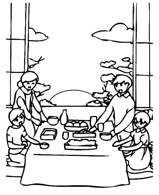 New Year Celebration In Korean Family Coloring Pages - Holiday ...
