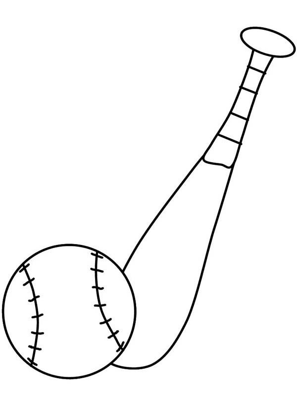 Baseball and Bat in MLB Coloring Page | Color Luna
