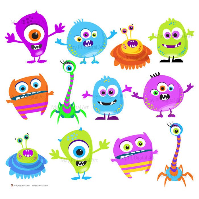 Monster Clipart Clip Art Digital Monster Cute Little Silly Monsters F…