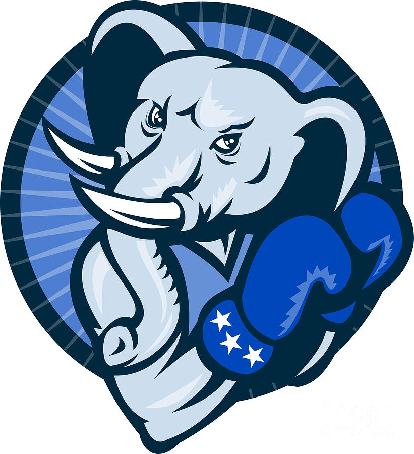 Elephant With Boxing Gloves Democrat Mascot by Aloysius Patrimonio ...