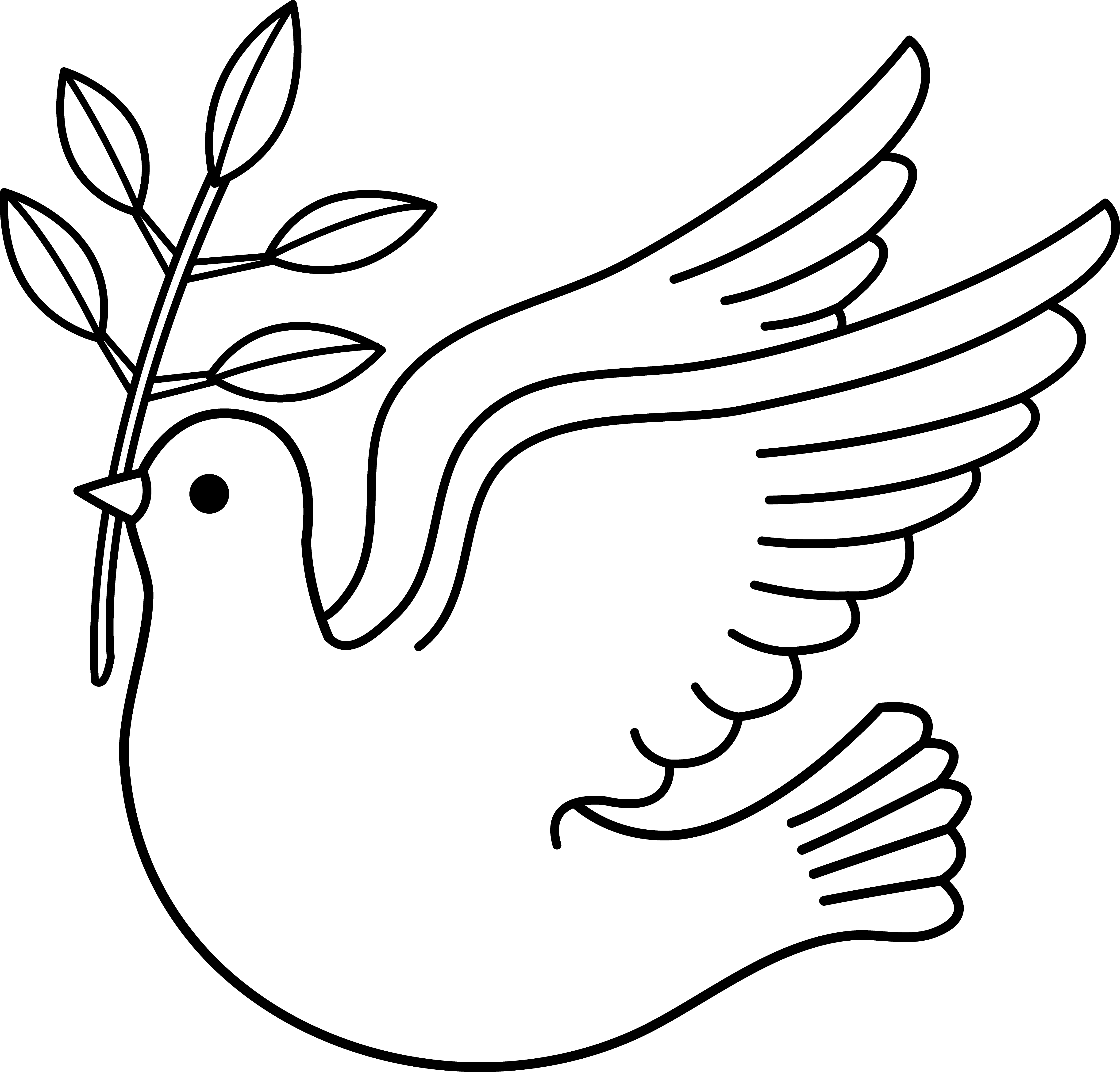 Peace Dove Line Art - Free Clip Art