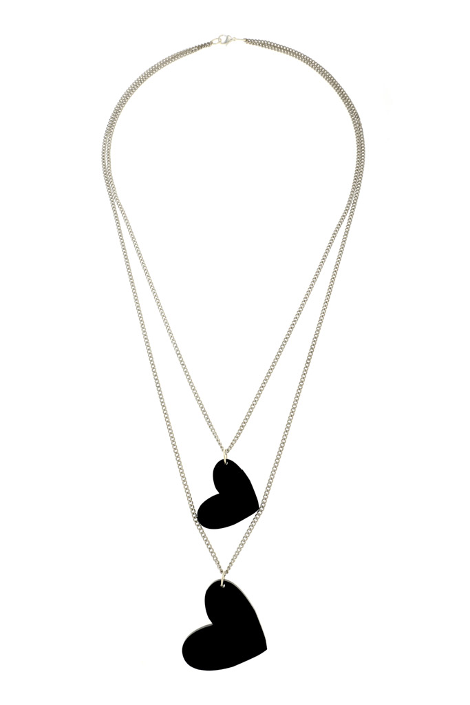 Double Heart Necklace in silver - Ili Goren