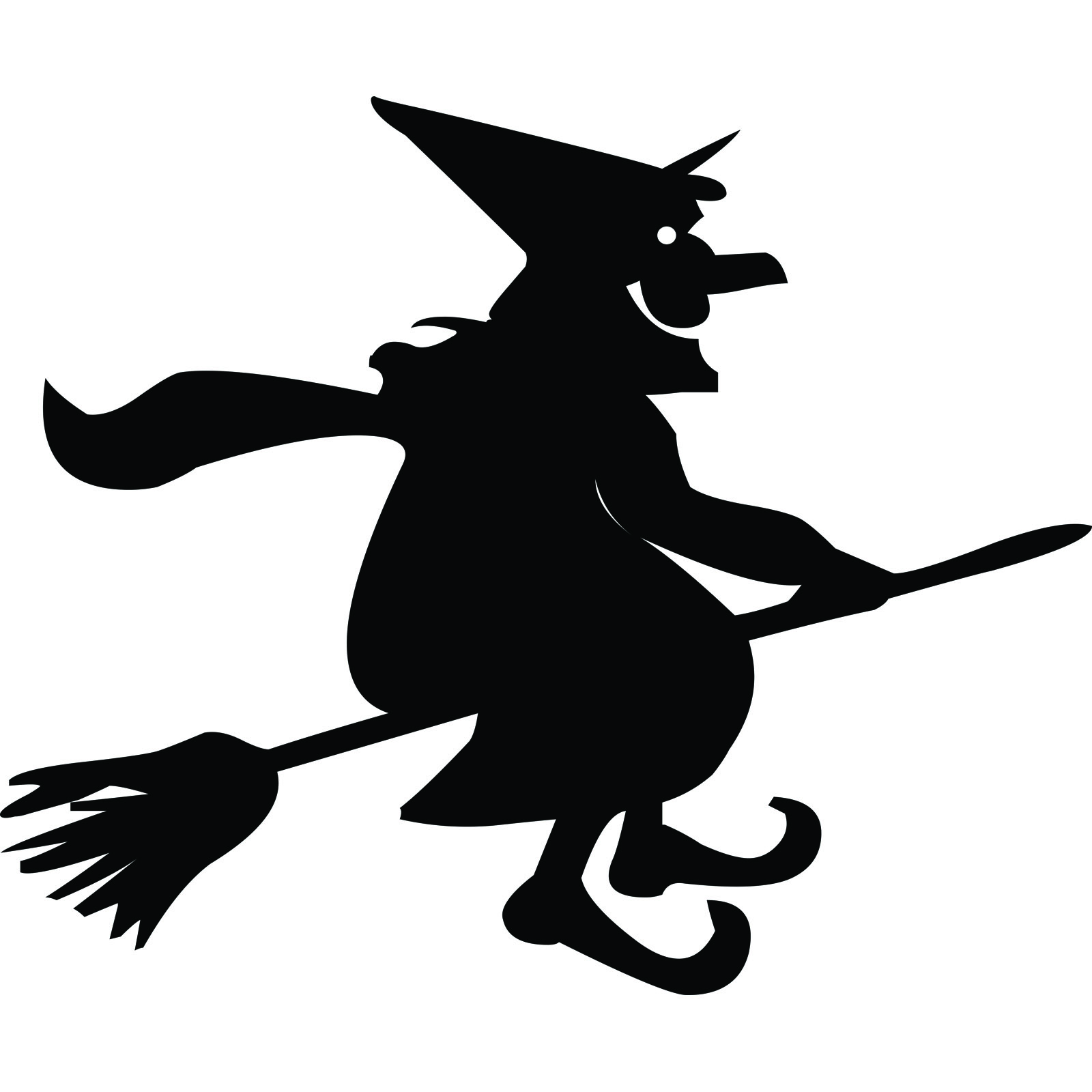 Cartoon Smiling Witch on a Broomstick Halloween Wall Sticker ...