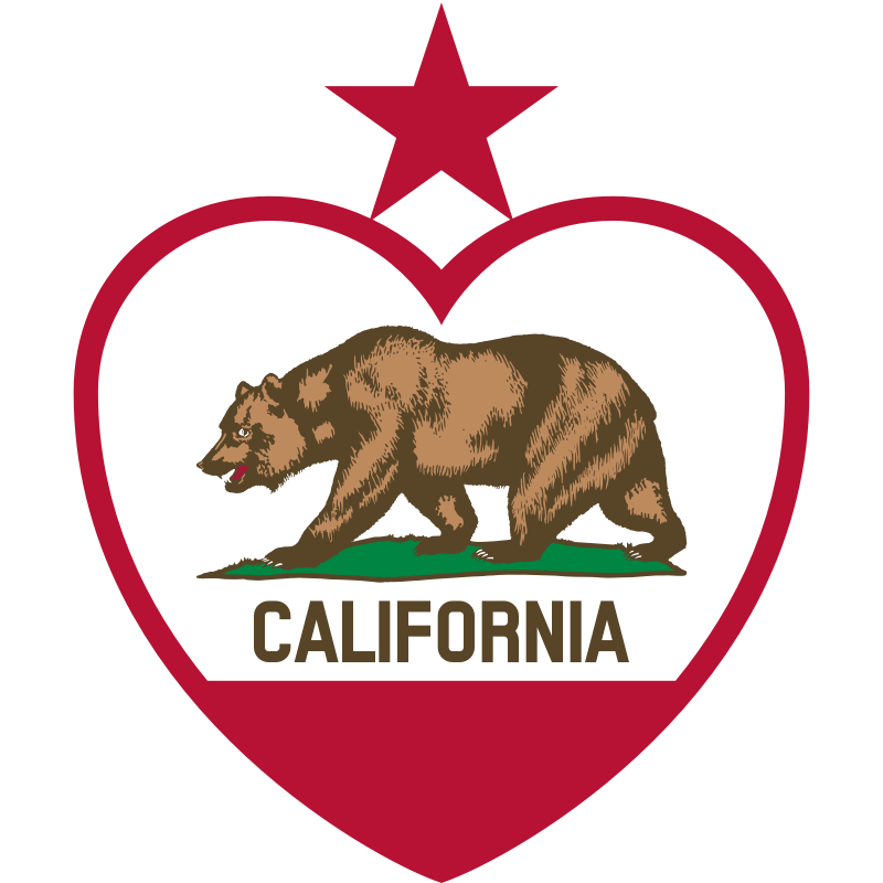 Clipart - California Flag Heart - Star on Top