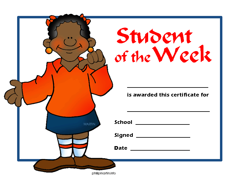 Free Certificates Clip Art by Phillip Martin, Student of the Week