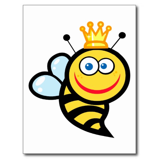 silly cute smiling queen bee cartoon postcard | Zazzle