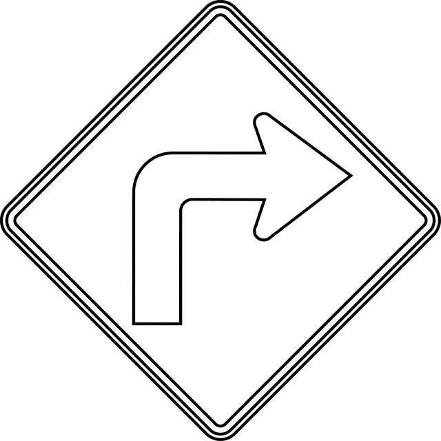 Right Turn, Outline | ClipArt ETC