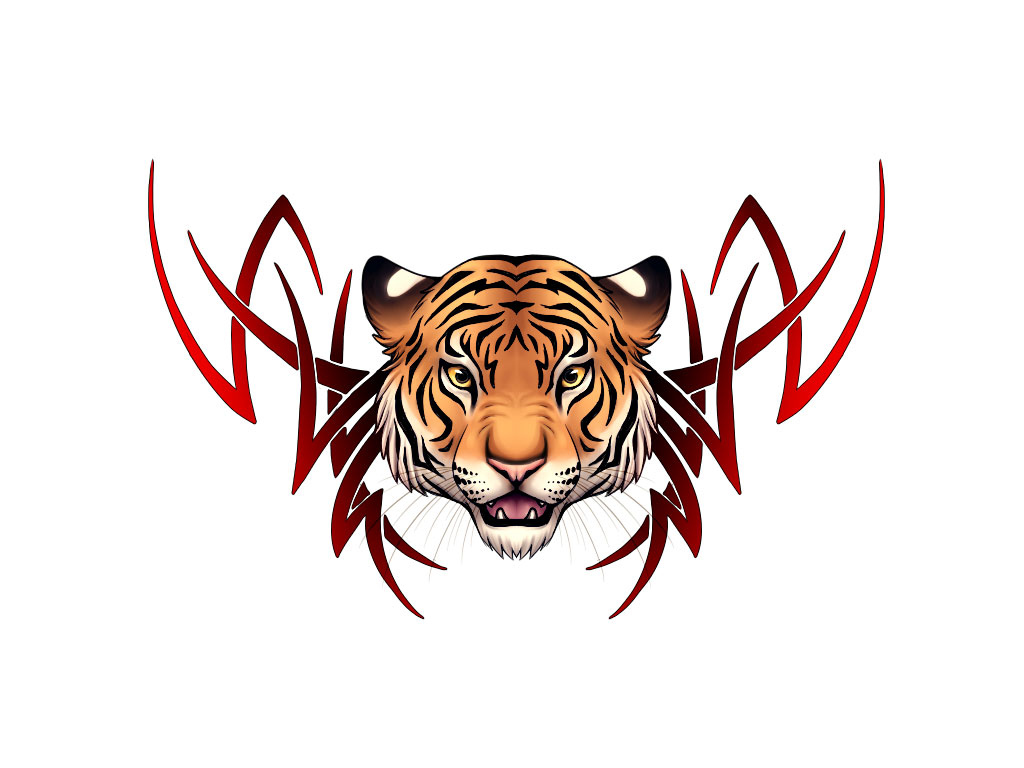 Free designs - Head of the tiger with sharp teeth wallpaper