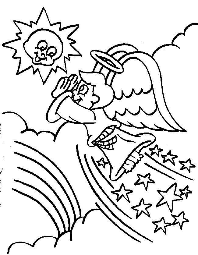 Sun cloud Angel Colouring Pages (page 2)