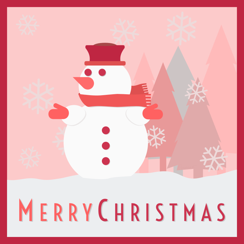 Clipart - Snowman Merry Christmas Card