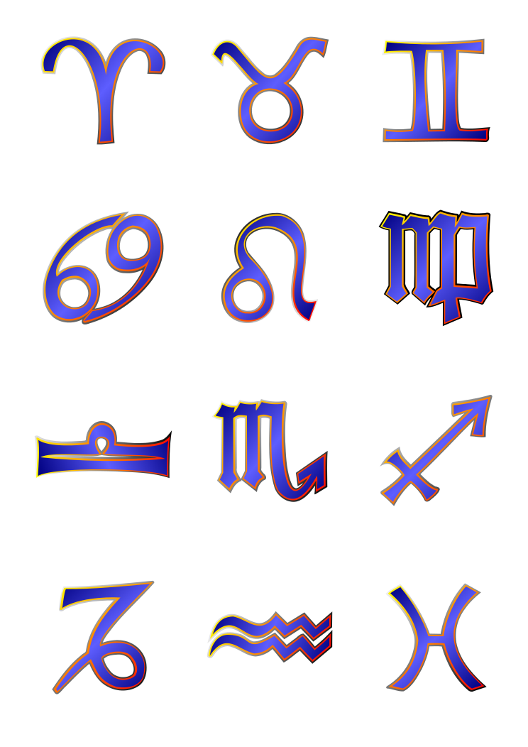 Zodiac Symbols Outline Clip Art Download