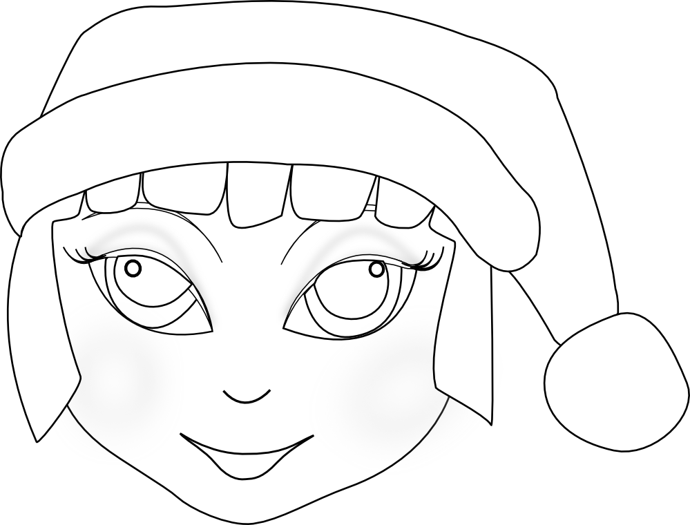 Christmas Elf Anime Black White Line Art Xmas Holiday Coloring ...