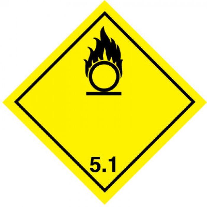 Self Adhesive 300x300mm Oxidizer 5.1 Hazard Warning Signs