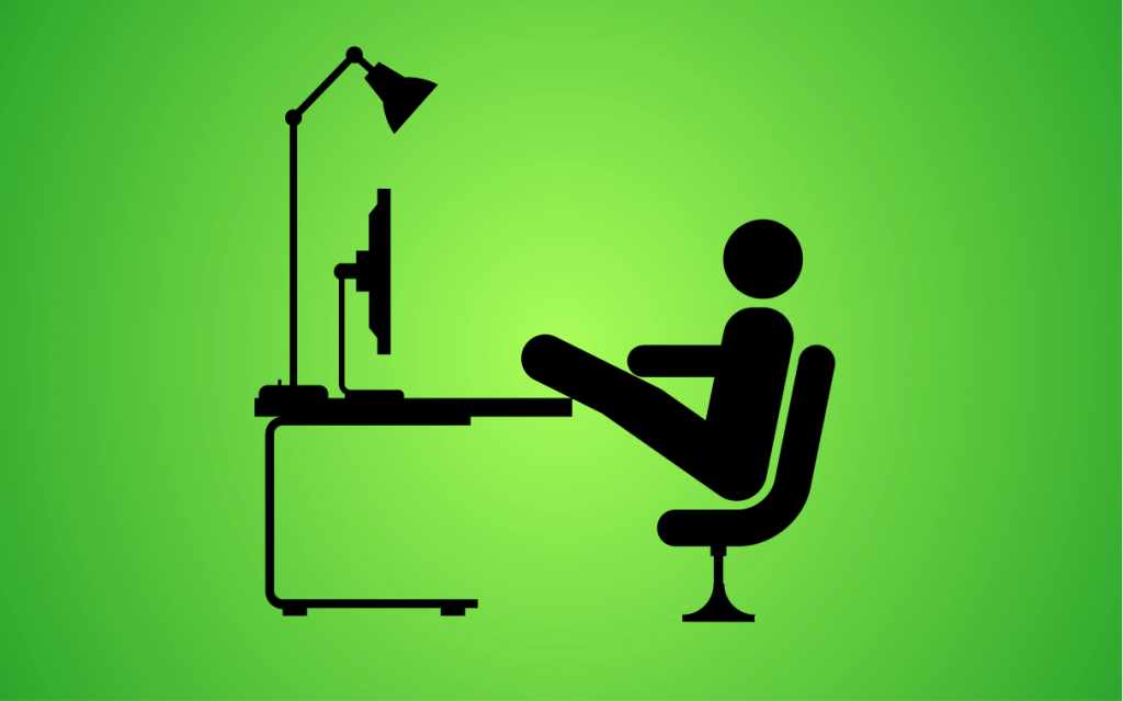 Powerpoint Worker Resting with Legs Up