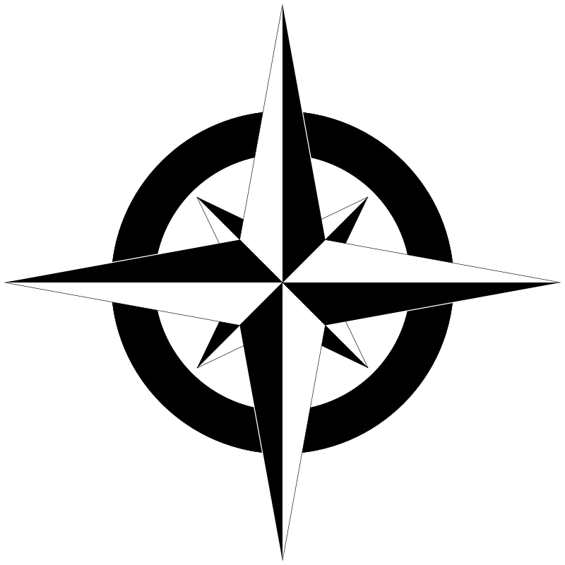 Compass Rose B&W Free Vector / 4Vector