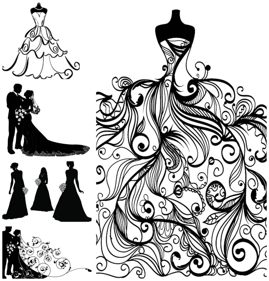 Bride and groom silhouettes vector | Vector Graphics Blog