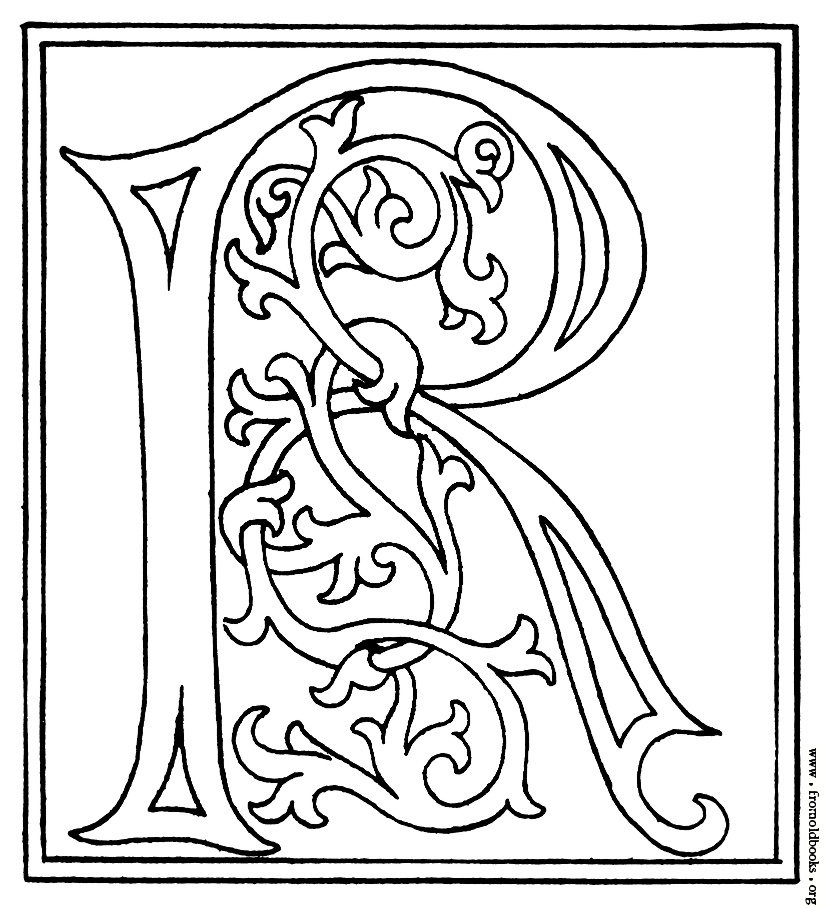 clipart: initial letter R from late 15th century printed book