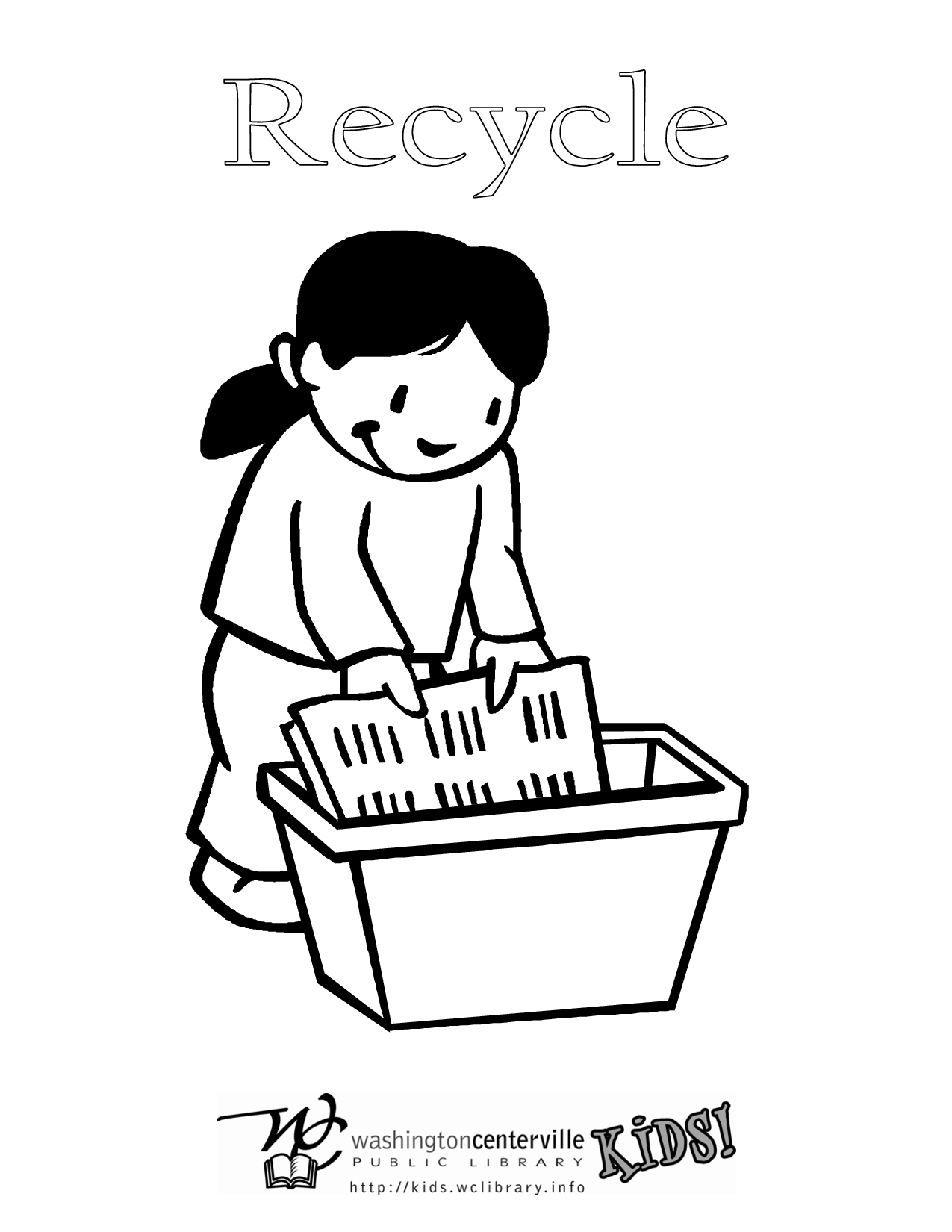 Free coloring pages of cycling bin