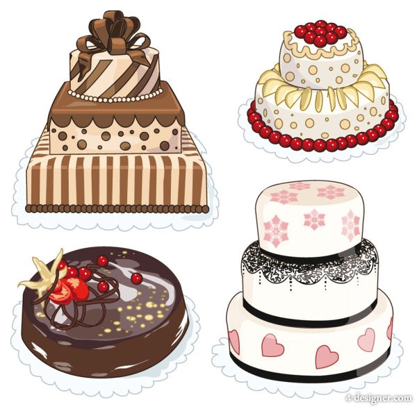 4-Designer | Cartoon cakes 03 Vector