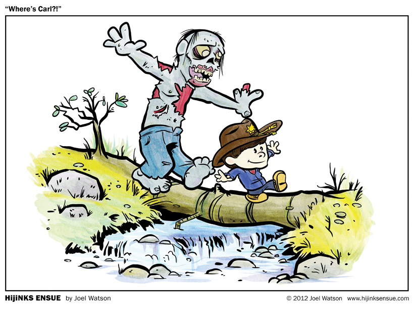 Calvin & Hobbes inspired The Walking Dead Carl and Zombie Cartoon ...