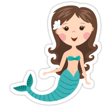 Cute cartoon mermaid with brown hair stickers" Stickers by ...