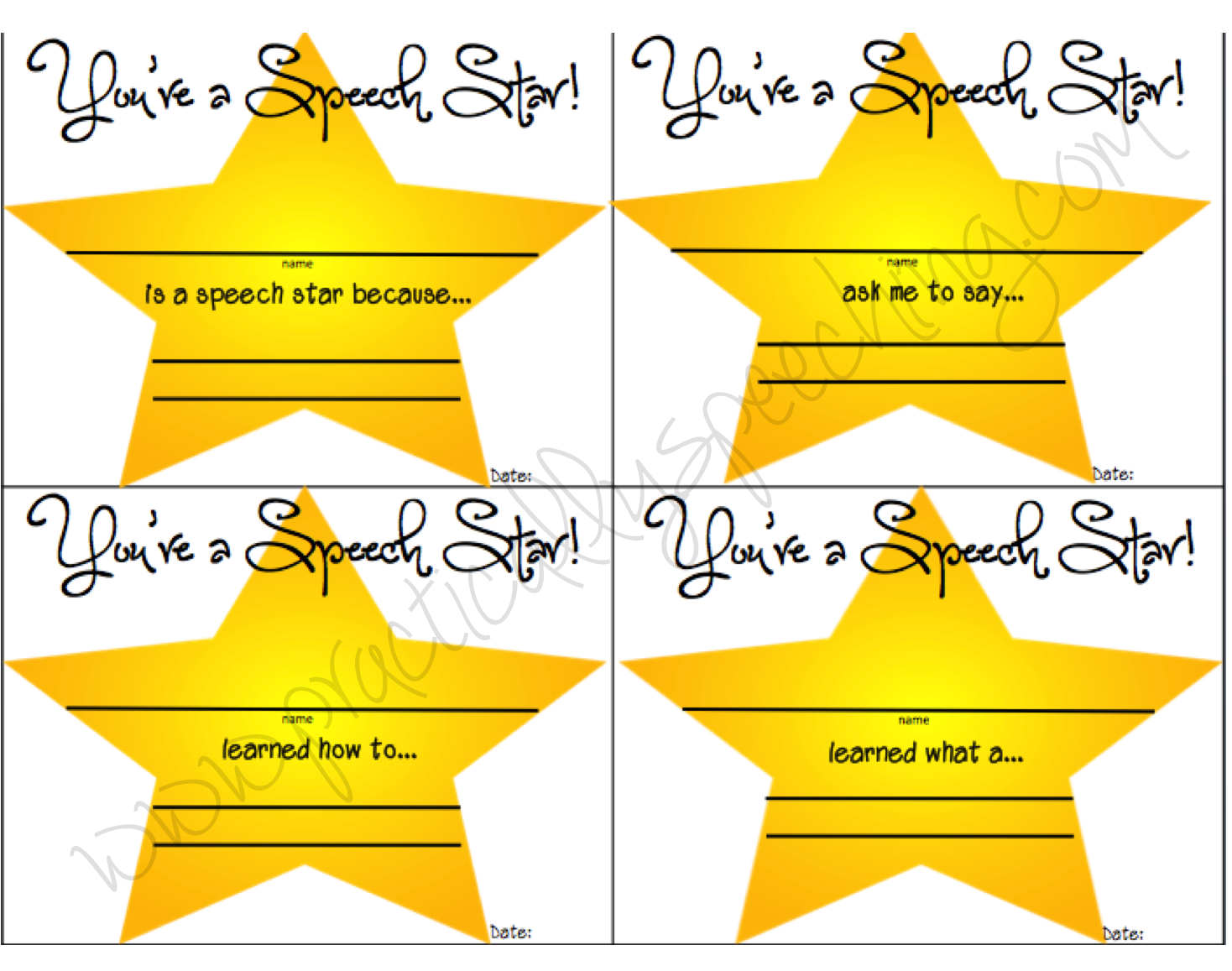 Practically Speeching: Freebie Friday! Printable "Speech Star" awards!
