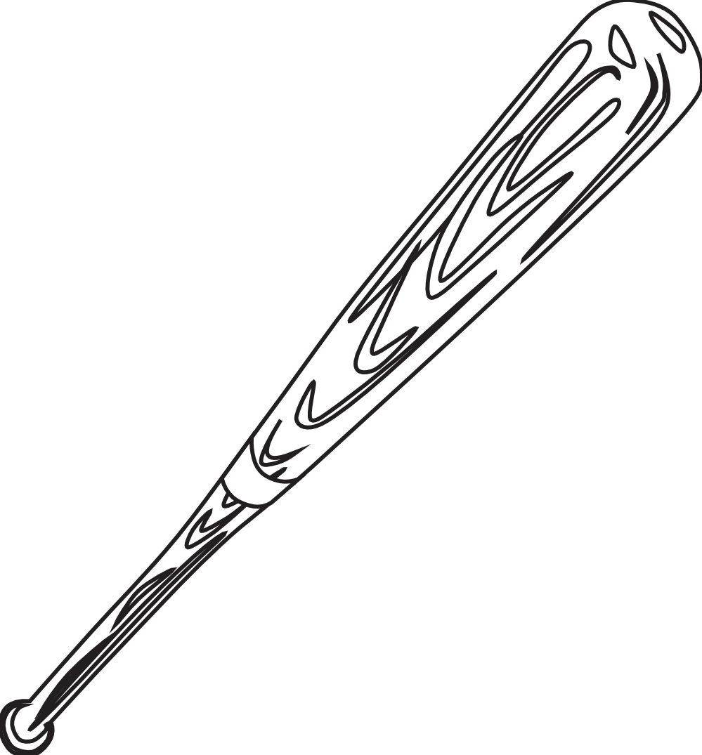 baseball bat black white line art hunky dory SVG colouringbook ...