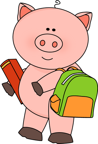 Pig Going to School Clip Art - Pig Going to School Image