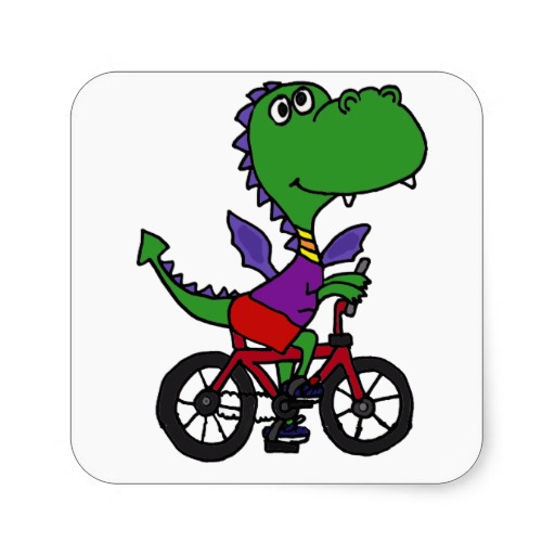 XX- Funny Dragon Riding Bicycle Sticker | Zazzle