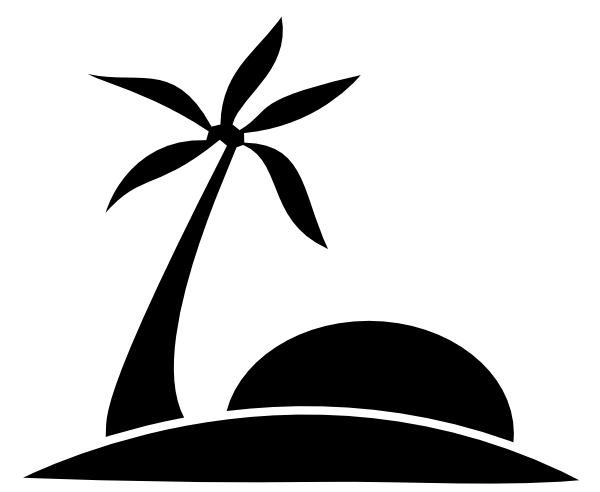 Palm Tree Beach W/sun clip art - vector clip art online, royalty ...