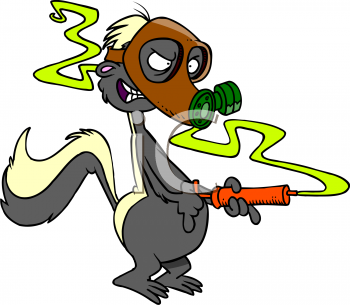 Cartoon Clipart Image of a Skunk Wearing a Gas Mask Trying to Get ...
